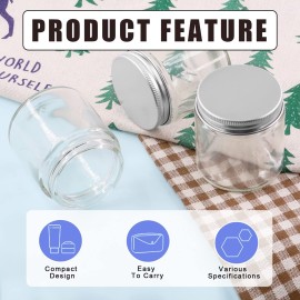 Glarks 12 Pack 4oz Glass Jars with Lids, Round Clear Glass Jars with Inner Liner and Silver Lids for Storing Creams, Beauty Products, Cosmetic and Ointments