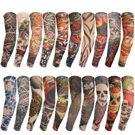 ChurlChurl 20PCS Tattoo Sleeves for Men and Women, Temporary Arm Sunscreen Sleeves for Teens Kids, Slip-on Kit