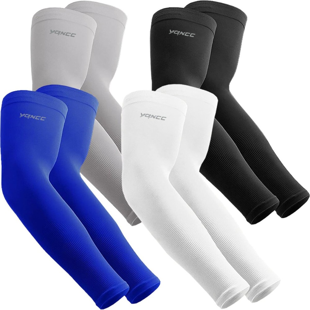 YQXCC 4 Pairs Arm Sleeves for Men Women, UPF 50 Cooling UV Sun Protection Sports Compression Sleeves