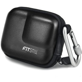 FiTSTILL Black PU Mini Carrying Case for Go Pro Hero 13 Black,Hard Shell Travel Storage Case for Hero 12/11/10/9/8/7/(2018)/6/5 DJI Osmo Action,AKASO,Campark,YI Action Camera and More