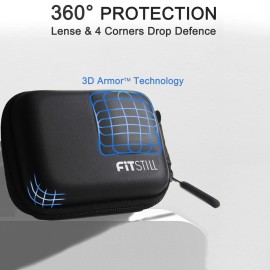 FiTSTILL Black PU Mini Carrying Case for Go Pro Hero 13 Black,Hard Shell Travel Storage Case for Hero 12/11/10/9/8/7/(2018)/6/5 DJI Osmo Action,AKASO,Campark,YI Action Camera and More