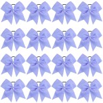 16PCS 8 Large Cheer Hair Bows Ponytail Holder Elastic Band Handmade for Cheerleading Teen Girls College Sports (16 Pcs) (Light Purple)
