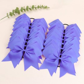 16PCS 8 Large Cheer Hair Bows Ponytail Holder Elastic Band Handmade for Cheerleading Teen Girls College Sports (16 Pcs) (Light Purple)
