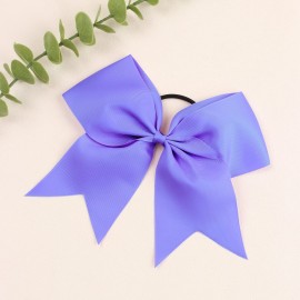16PCS 8 Large Cheer Hair Bows Ponytail Holder Elastic Band Handmade for Cheerleading Teen Girls College Sports (16 Pcs) (Light Purple)