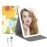 Rechargeable Travel Lighted Makeup Mirror with PU Leather Cover, Portable Travel Makeup Mirror with lights, 3 Color Lighting,Touch Sensor Dimmable, Light Up Tabletop Cosmetic Mirror Folding Flower