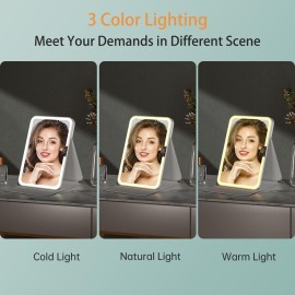 Rechargeable Travel Lighted Makeup Mirror with PU Leather Cover, Portable Travel Makeup Mirror with lights, 3 Color Lighting,Touch Sensor Dimmable, Light Up Tabletop Cosmetic Mirror Folding Flower Rechargeable Travel Lighted Makeup Mirror with PU Leather Cover, Portable Travel Makeup Mirror with lights, 3 Color Lighting,Touch Sensor Dimmable, Light Up Tabletop Cosmetic Mirror Folding Flower