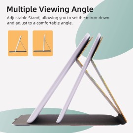 Rechargeable Travel Lighted Makeup Mirror with PU Leather Cover, Portable Travel Makeup Mirror with lights, 3 Color Lighting,Touch Sensor Dimmable, Light Up Tabletop Cosmetic Mirror Folding Flower Rechargeable Travel Lighted Makeup Mirror with PU Leather Cover, Portable Travel Makeup Mirror with lights, 3 Color Lighting,Touch Sensor Dimmable, Light Up Tabletop Cosmetic Mirror Folding Flower