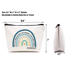 LIBIHUA Makeup Bag Cosmetic Bag Travel Pouch,Teacher Month Appreciation Gifts for Educator- Birthday Christmas Gift-Teach,Love,Inspire,Motivate,Lead, Encourage,Listen,Connect Include,Teacher life