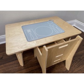 Kids Silicone Montessori Placemat for Toddlers | Children Plate Mat for Dining Table Setting | by Fire Rooster Kids (Grey, 2)