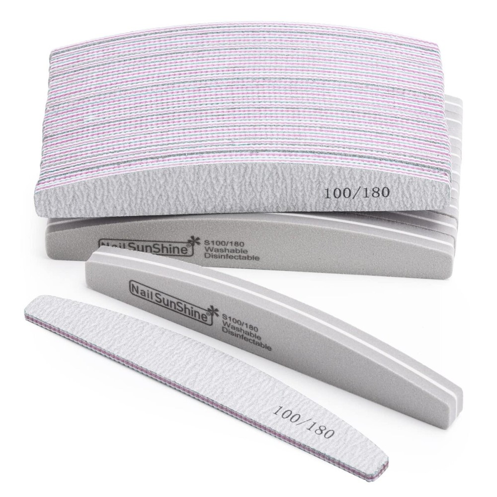 BTYMS 35 Count Nail Files and Buffers, Limas 100/180 Reusable Nail Sanding Blocks for Acrylic Nails and Natural Nails