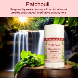 Patchouli Magnesium Zinc Deodorant (2.7 ounce) - Pure Essential Oil Fragrance - Lasts All Day with a Woodsy Exotic Scent
