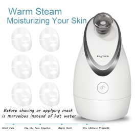Kingsmile Facial Steamer for Face, 3 in 1 Face Steamer for Facial Deep Cleaning, Compact Nano Steamer - Aromatherapy, Adjustable Nozzle Warm Powerful Steam for Home SPA, Face Humidifier- SPA Headband Kingsmile Facial Steamer for Face, 3 in 1 Face Steamer for Facial Deep Cleaning, Compact Nano Steamer - Aromatherapy, Adjustable Nozzle Warm Powerful Steam for Home SPA, Face Humidifier- SPA Headband