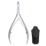 GERMANIKURE Professional Cuticle Nipper in Leather Case, Double Sharpened, Single Spring, Ethically Made in Solingen Germany