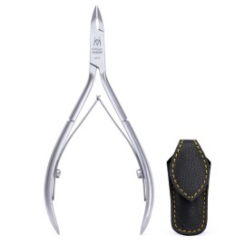 GERMANIKURE Professional Cuticle Nipper in Leather Case, Double Sharpened, Single Spring, Ethically Made in Solingen Germany