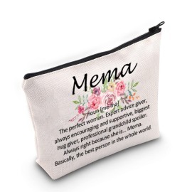 Mema Cosmetic Makeup Bag Mema Gift Grandma Thank You Gift Birthday Gift Mother\'s Day Gift for Mema (Mema noun)