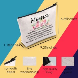 Mema Cosmetic Makeup Bag Mema Gift Grandma Thank You Gift Birthday Gift Mother\'s Day Gift for Mema (Mema noun)