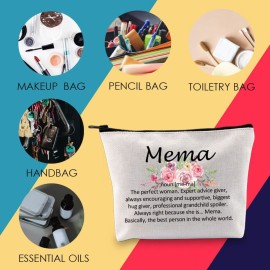 Mema Cosmetic Makeup Bag Mema Gift Grandma Thank You Gift Birthday Gift Mother\'s Day Gift for Mema (Mema noun)