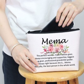 Mema Cosmetic Makeup Bag Mema Gift Grandma Thank You Gift Birthday Gift Mother\'s Day Gift for Mema (Mema noun)