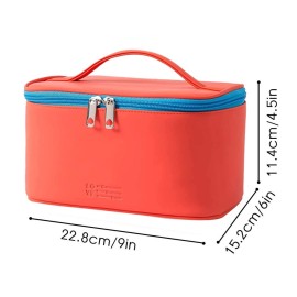 Meiyuuo Medium Makeup Bag Portable Cosmetic Bags for Women Small Zipper Pouch for Beauty Purse Essentials Make-Up Organizer Waterproof (Red)