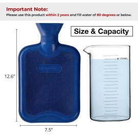 HomeTop Premium Classic Rubber Hot Water Bottle (Navy Blue) HomeTop Premium Classic Rubber Hot Water Bottle (Navy Blue)