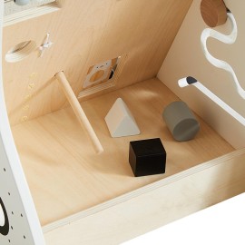 Beright Wooden Baby Walker Push and Pull Learning Activity Walker Kids Activity Toy Multiple Activities Center Develops Motor Skills & Stimulates Creativity (Natural)