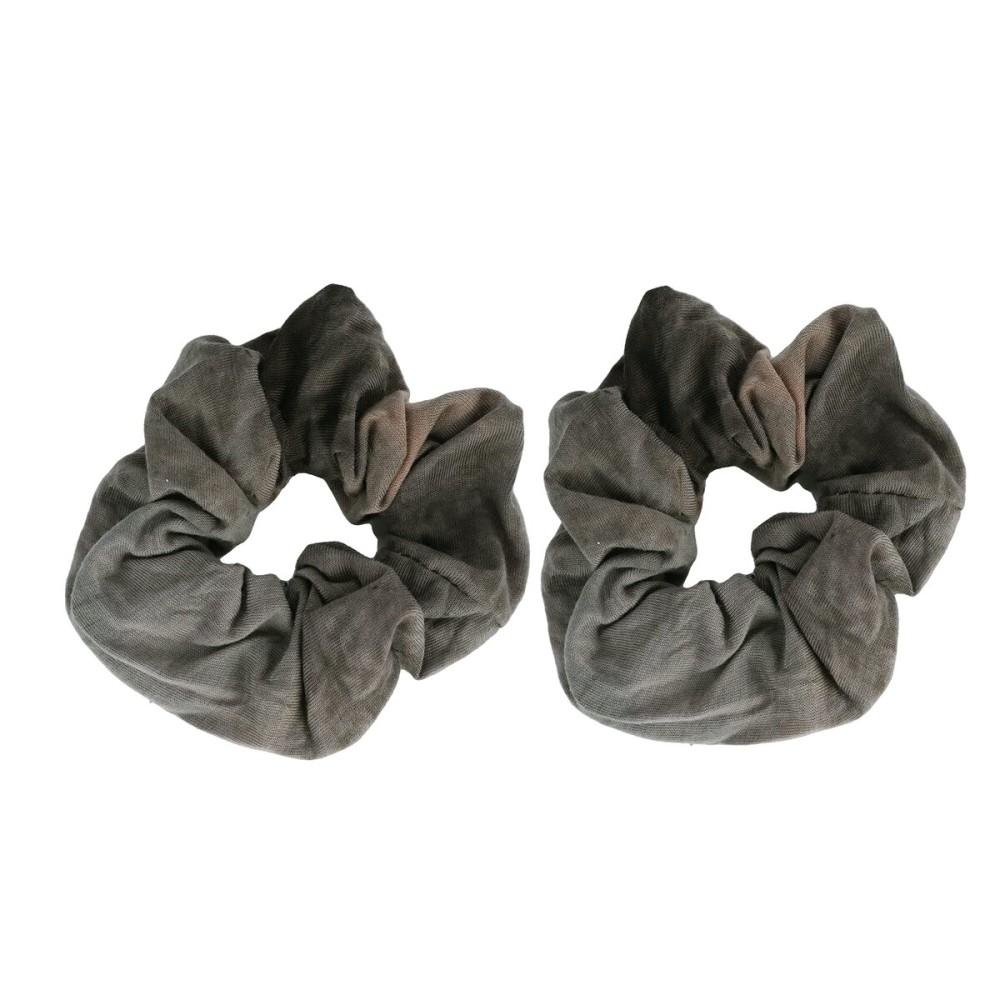 Rainbow Multi-Color Hair Tie Scrunchies - Set of 2 Brown