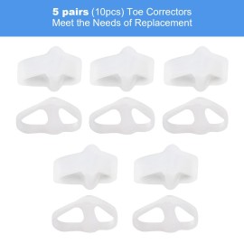 Pack of 10 Bunion Corrector, Toe Separators with 2 Loops, Big Toe Spacer Suitable for Bunion and Overlap Toe Big Toe Separators for Big Toe Alignment (White)