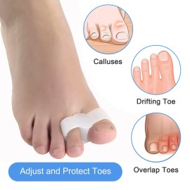 Pack of 10 Bunion Corrector, Toe Separators with 2 Loops, Big Toe Spacer Suitable for Bunion and Overlap Toe Big Toe Separators for Big Toe Alignment (White)