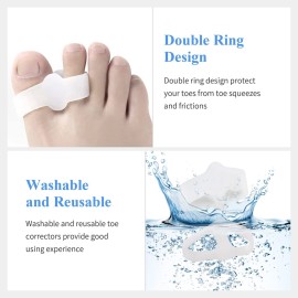 Pack of 10 Bunion Corrector, Toe Separators with 2 Loops, Big Toe Spacer Suitable for Bunion and Overlap Toe Big Toe Separators for Big Toe Alignment (White)