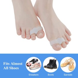 Pack of 10 Bunion Corrector, Toe Separators with 2 Loops, Big Toe Spacer Suitable for Bunion and Overlap Toe Big Toe Separators for Big Toe Alignment (White)