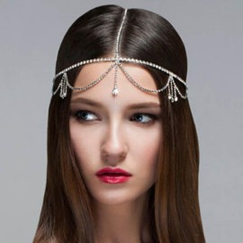 Jerany Wedding Head Chain Rhinestone Headpiece Jewelry Gold Silver Hair Chain Festival Holloween Costume Bridal Headbands Crystal Forehead Chain for Women