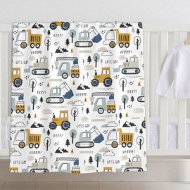 Baby Blanket Truck for Boy Girl Childish Excavator Newborn 30x40 Inch Toddler Infant Nursery Throw Blankets Double Layer Comfy Soft Plush Stroller Crib Quilt
