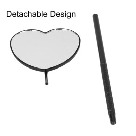 Mirror for Eyelash Heart Shaped Lash Mirror Detachable Mirror for Lash Extension Supplies Professional Portable Stainless Steel Makeup Eyelash Mirror for Lash Extension(Black)