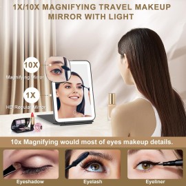 LED Foldable Travel Makeup Mirror - 5x7 inches 3 Colors Light Modes USB Rechargeable Touch Screen, Portable Tabletop Cosmetic Mirror for Travel, Cosmetic, Office (Black) LED Foldable Travel Makeup Mirror - 5x7 inches 3 Colors Light Modes USB Rechargeable Touch Screen, Portable Tabletop Cosmetic Mirror for Travel, Cosmetic, Office (Black)