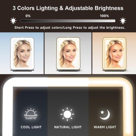 LED Foldable Travel Makeup Mirror - 5x7 inches 3 Colors Light Modes USB Rechargeable Touch Screen, Portable Tabletop Cosmetic Mirror for Travel, Cosmetic, Office (Black) LED Foldable Travel Makeup Mirror - 5x7 inches 3 Colors Light Modes USB Rechargeable Touch Screen, Portable Tabletop Cosmetic Mirror for Travel, Cosmetic, Office (Black)