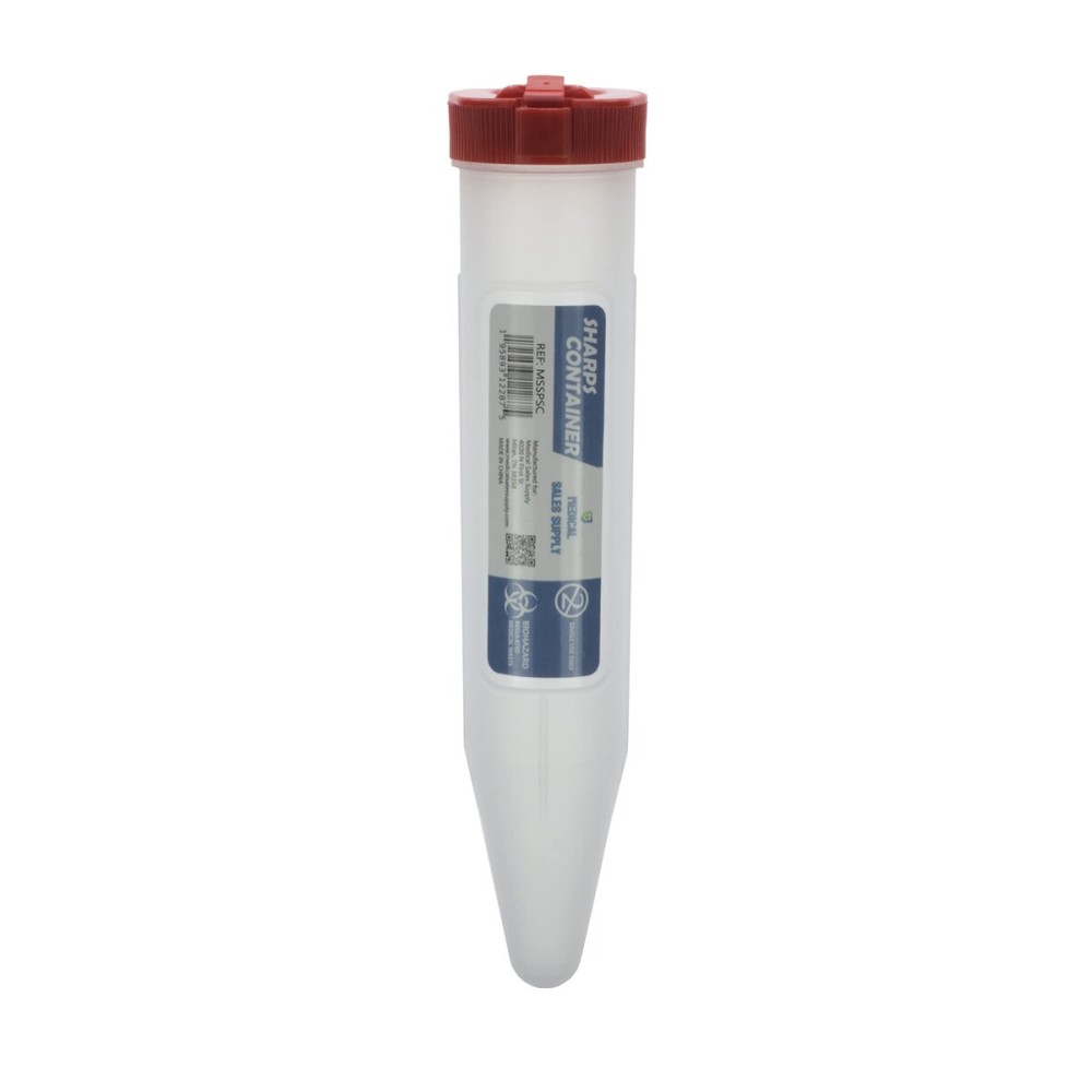 Portable First Aid Transportable Sharps Container with Locking Mechanism by Medical Sales Supply (Pack of 1) Portable First Aid Transportable Sharps Container with Locking Mechanism by Medical Sales Supply (Pack of 1)