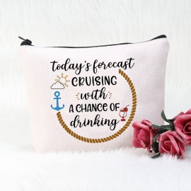 POFULL Cruise Themed Gift Boat Cocktails for Friends Groups Cosmetic Bag (Forecast Cruising)