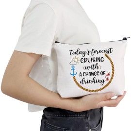POFULL Cruise Themed Gift Boat Cocktails for Friends Groups Cosmetic Bag (Forecast Cruising)