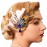 GENBREE 1920s Feather Headpiece Peacock Feather Hair Clip Feather Headband Rhinestone Cocktail Head Accessories for Women