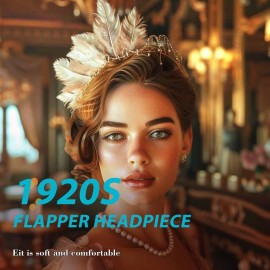 GENBREE 1920s Feather Hair Piece Peacock Hair Clip Crystal Cocktail Hair Accessories for Women and Girls (Pattern 1)