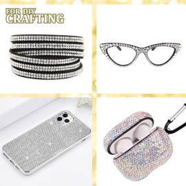 Flat Back Multi-shaped And Round Glass Nail Art Rhinestones Set 1, Crystal AB And Clear Gem Bead Jewels Kit With Picker Pencil And Tweezer For Professional And Home DIY Use