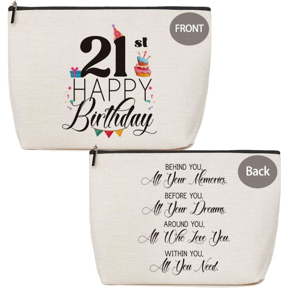 21st Birthday Gifts for Her, 21 Year Old Presents for Girls Besties Women Female Girlfriend Sister Friends Daughter, Milestone Birthday Gift for Her, Travel Bag Cosmetic Bag Waterproof Makeup Bag