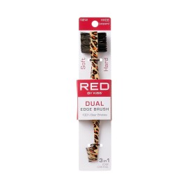 RED by Kiss Dual Edge Brush 3 in 1 Edge Brush Comb Soft and Hard Board Bristles (Leopard) RED by Kiss Dual Edge Brush 3 in 1 Edge Brush Comb Soft and Hard Board Bristles (Leopard)