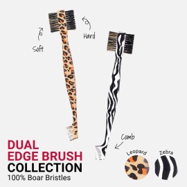 RED by Kiss Dual Edge Brush 3 in 1 Edge Brush Comb Soft and Hard Board Bristles (Leopard) RED by Kiss Dual Edge Brush 3 in 1 Edge Brush Comb Soft and Hard Board Bristles (Leopard)