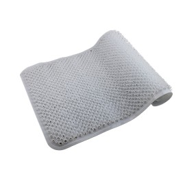 Grass Textured Spa Quality Foot Scrubber Shower Bath Mat Anti-Slip 24.5 x 13.5 Comforts Tired Feet (White)