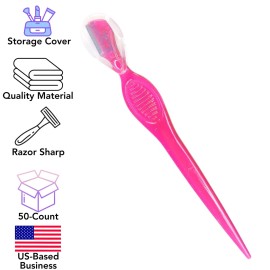 Iconikal 50-Pack Dermaplaning Eyebrow Razor Tool, Pink for Shaping Trimming Primping Morning Routine Iconikal 50-Pack Dermaplaning Eyebrow Razor Tool, Pink for Shaping Trimming Primping Morning Routine