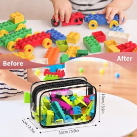 TISRATOK 12 PCS Clear Makeup Bag for Women with Zipper, TSA Approved Toiletry Pouch, Cosmetic Bag Bulk for Travel Organizer Essentials - Black,Small