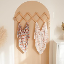 Konssy Baby Girl Newborn Receiving Blanket with Matching Headband and Beanie Set Baby Swaddle Nursery Swaddle Wrap