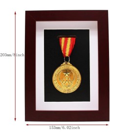 Solid Wood Medal Display Box Photo Frame-Marathon Medal Display Framemilitary Medal Display Cabinet-Marathon Medal Storage Boxfits All Sports Winners, Military Medal Badge Medal 8.2*6.2 Inch
