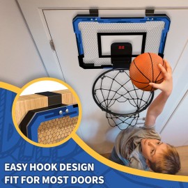 QDRAGON Indoor Basketball Hoop for Kids, Over The Door Basketball Hoops, Mini Hoop with Scoreboard & 3 Balls, Basketball Toys Gifts for 5 6 7 8 9 10 11 12 Year Old Boys Girls Teens